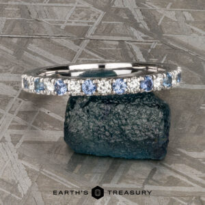 The Deluxe Pave Yogo Sapphire and Diamond Band in 14k white gold