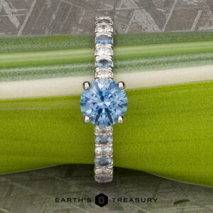 The Classic Pave "Paphos" Ring in platinum with 0.92-carat Montana sapphire