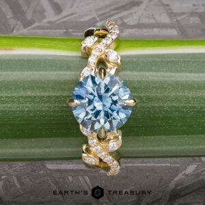 The “Laurel” Ring in 14k yellow gold with 2.10-Carat Montana Sapphire