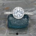 The Petite Pave Halo ring in 14k white gold with 0.98-Carat Montana Sapphire