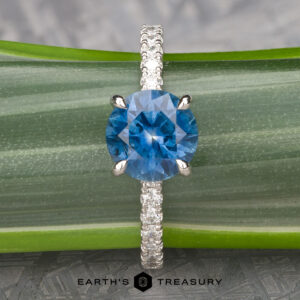 The Classic Pave “Flora” Ring in platinum with 2.28-Carat Montana Sapphire