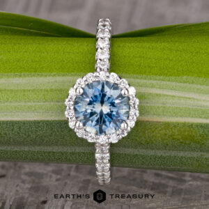 The Classic Prong-Set Halo Ring in 14k white gold with 1.50-carat Montana sapphire