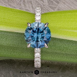 The Classic Pave "Cecilie" Ring in platinum with 2.58-carat Montana sapphire