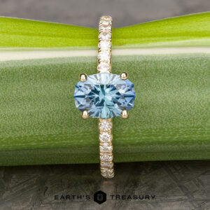 The Petite Pave "Eugenie" Ring in 14k yellow gold with 1.52-carat Montana sapphire