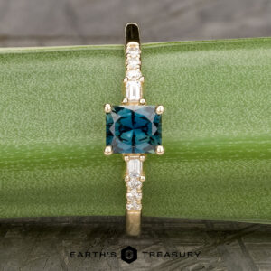 The “Fiona” ring in 14k yellow gold with 0.66-carat Montana sapphire