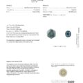 GIA certificate for product PM2496, featuring a 2.99-carat cushion brilliant cut sapphire in blue-green, sourced from Montana, USA. Comes with an image of the gemstone and a historical overview of the Montana sapphire mine.