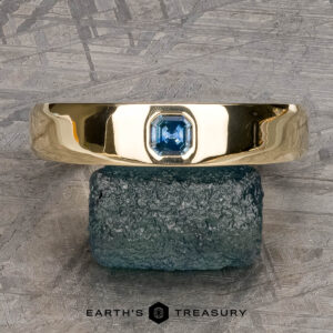 The "Shasta" ring in 14k yellow gold with blue sapphire, smooth and polished