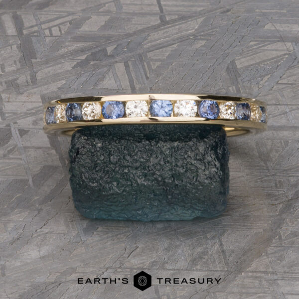 The Deluxe Channel-Set Yogo Sapphire and Diamond Band in 14k yellow gold