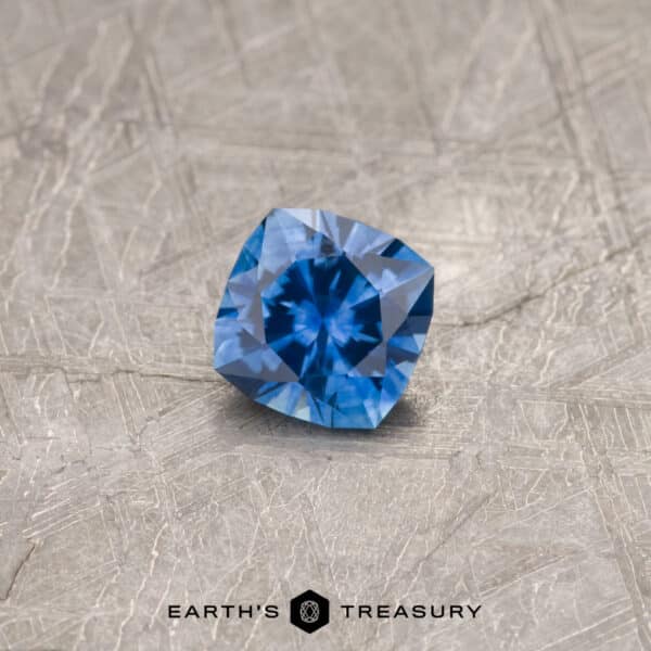 A blue Montana sapphire in our "Stella" square cushion design