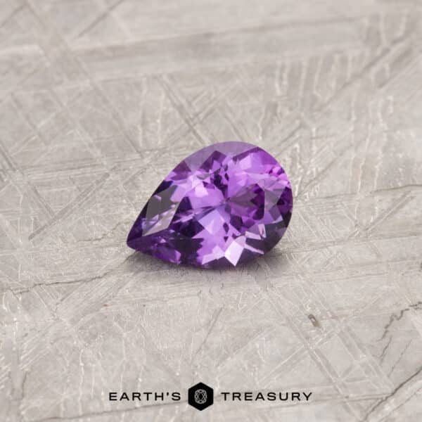 A purple Maine amethyst in a classic pear-shaped design