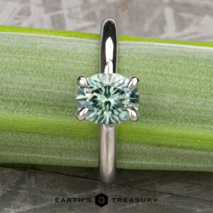 The “Fleur” ring in platinum with 1.43-Carat Green Montana Sapphire