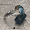 The Low-Profile "Emma" in 14k white gold, hammered and polished, with 1.84-Carat Aquamarine